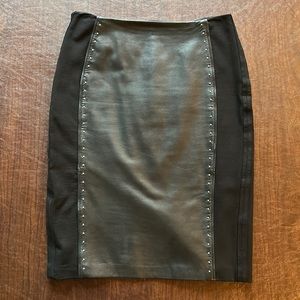 White House Black Market leather and fabric skirt